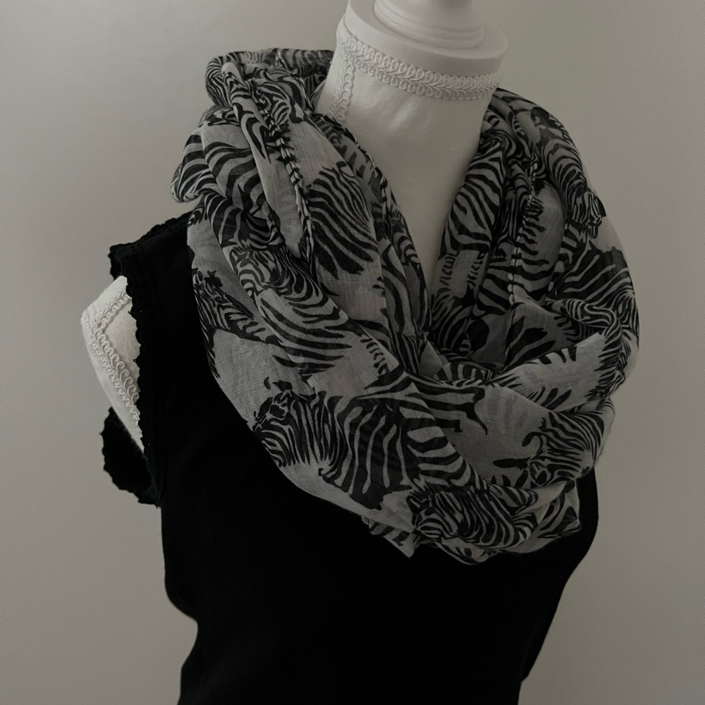 Studio S Black White Zebra Infinite Scarf